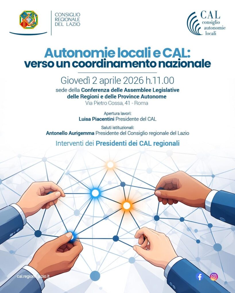 Autonomie locali e CAL: a Roma il 2 aprile l’evento per il coordinamento nazionale 3 WhatsApp Image 2026 04 01 at 08.51.59